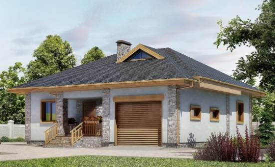 130-006-П Проект одноэтажного дома и гаражом, красивый домик из теплоблока Саянск | Проекты одноэтажных домов от House Expert