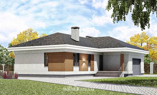 165-001-П Проект одноэтажного дома и гаражом, скромный дом из керамзитобетонных блоков Братск | Проекты домов от House Expert