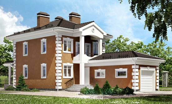 150-006-П Проект двухэтажного дома и гаражом, недорогой домик из газобетона Слюдянка | Проекты домов от House Expert