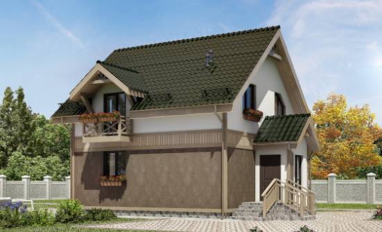 105-001-Л Проект двухэтажного дома с мансардным этажом, доступный дом из газосиликатных блоков Иркутск | Проекты домов от House Expert