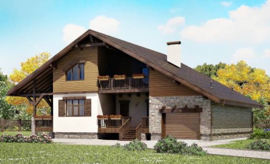 220-005-П Проект двухэтажного дома с мансардным этажом, гараж, красивый домик из кирпича Усть-Кут | Проекты домов от House Expert