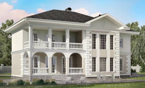 340-002-П Проект двухэтажного дома и гаражом, большой домик из кирпича Зима | Проекты домов от House Expert