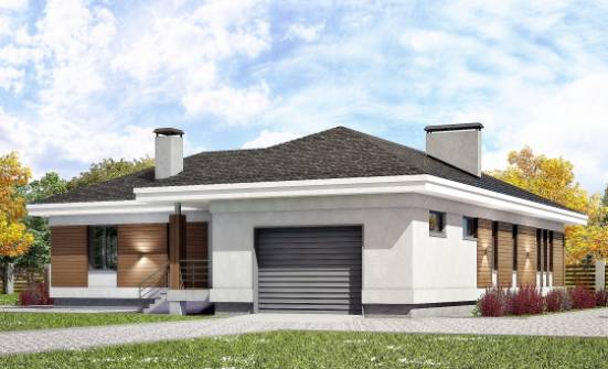 165-001-П Проект одноэтажного дома и гаражом, скромный дом из керамзитобетонных блоков Братск | Проекты домов от House Expert