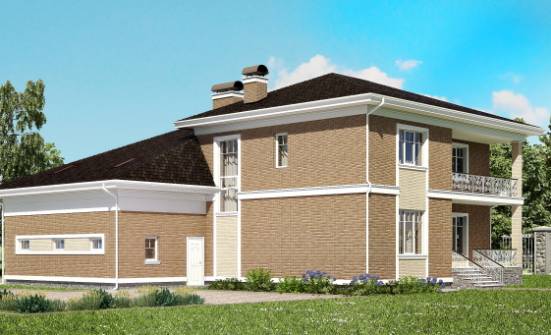 335-002-П Проект двухэтажного дома и гаражом, современный домик из кирпича Усть-Илимск | Проекты домов от House Expert