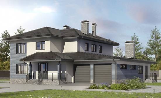 340-005-П Проект двухэтажного дома, гараж, просторный загородный дом из арболита Вихоревка | Проекты домов от House Expert