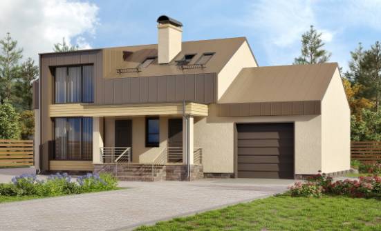 150-015-Л Проект двухэтажного дома с мансардой, гараж, современный коттедж из твинблока Киренск | Проекты домов от House Expert