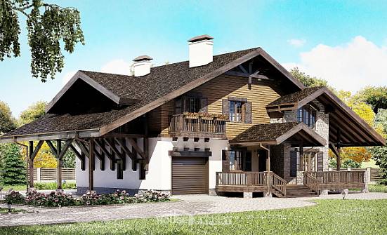 270-001-Л Проект двухэтажного дома с мансардой, гараж, уютный загородный дом из кирпича Саянск | Проекты домов от House Expert