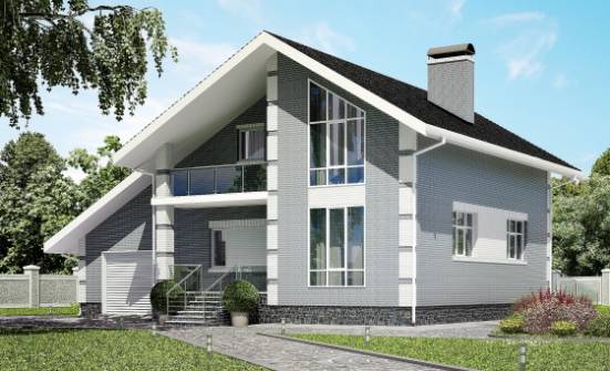 190-006-Л Проект двухэтажного дома с мансардой и гаражом, просторный загородный дом из газосиликатных блоков Ангарск | Проекты домов от House Expert