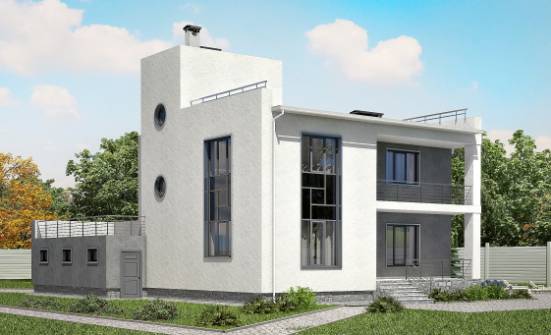 255-001-П Проект двухэтажного дома и гаражом, классический коттедж из теплоблока Усолье-Сибирское | Проекты домов от House Expert