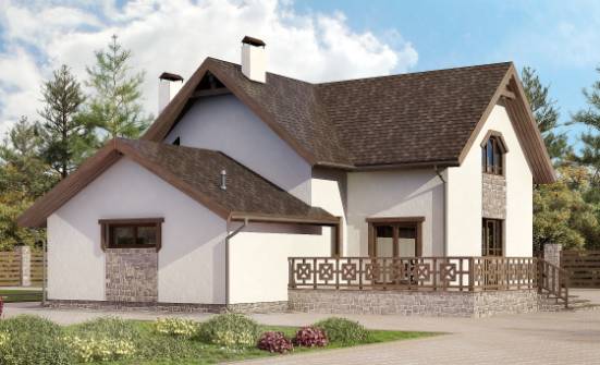 180-013-П Проект двухэтажного дома мансардой, гараж, компактный домик из теплоблока Нижнеудинск | Проекты домов от House Expert