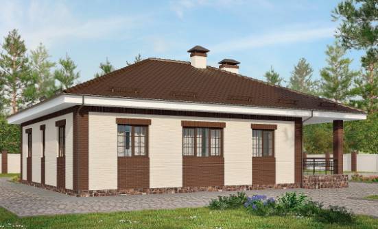 160-015-П Проект одноэтажного дома и гаражом, небольшой дом из твинблока Вихоревка | Проекты домов от House Expert
