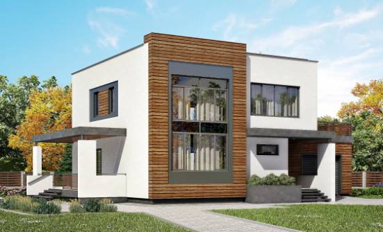 220-003-П Проект двухэтажного дома, гараж, современный коттедж из газобетона Бодайбо | Проекты домов от House Expert