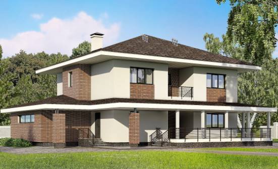275-002-П Проект двухэтажного дома, гараж, большой коттедж из кирпича Железногорск-Илимский | Проекты домов от House Expert