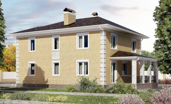 220-006-Л Проект двухэтажного дома и гаражом, классический коттедж из блока Братск | Проекты домов от House Expert