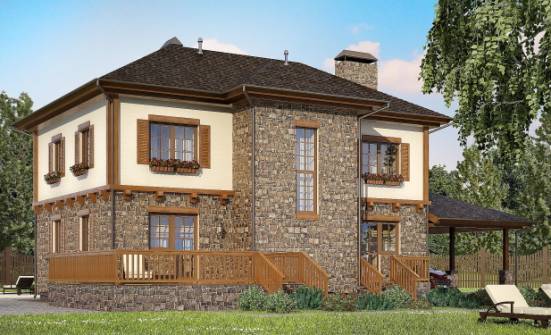 155-006-Л Проект двухэтажного дома и гаражом, красивый коттедж из арболита Киренск | Проекты домов от House Expert