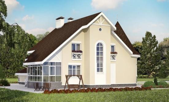 275-001-Л Проект двухэтажного дома мансардой и гаражом, современный дом из кирпича Усть-Илимск | Проекты домов от House Expert