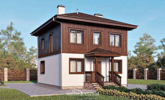 100-006-Л Проект двухэтажного дома, экономичный коттедж из твинблока Киренск | Проекты домов от House Expert