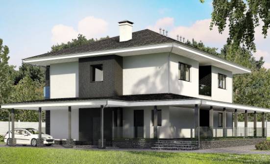245-002-П Проект двухэтажного дома, гараж, средний коттедж из поризованных блоков Нижнеудинск | Проекты домов от House Expert