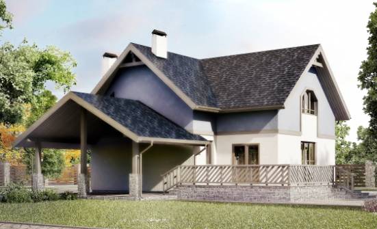 150-011-П Проект двухэтажного дома с мансардой, гараж, бюджетный загородный дом из газосиликатных блоков Бодайбо | Проекты домов от House Expert
