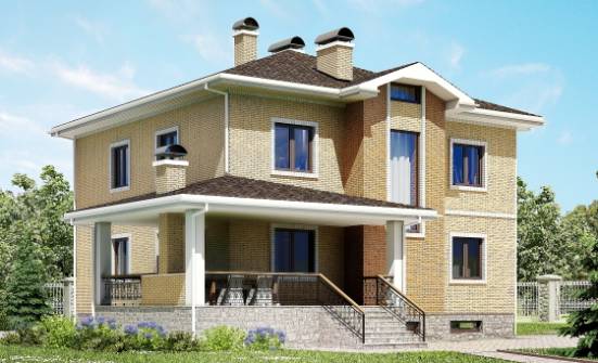 350-002-Л Проект трехэтажного дома, гараж, большой дом из кирпича Слюдянка | Проекты домов от House Expert