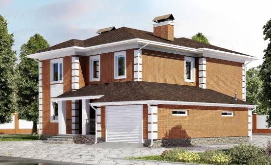 220-004-Л Проект двухэтажного дома и гаражом, уютный коттедж из кирпича Вихоревка | Проекты домов от House Expert
