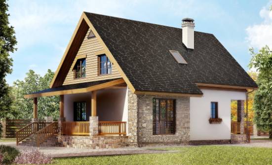 140-001-Л Проект двухэтажного дома с мансардой, красивый домик из керамзитобетонных блоков Тулун | Проекты домов от House Expert