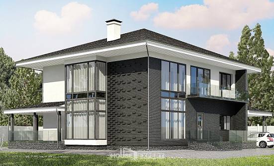 245-002-П Проект двухэтажного дома, гараж, средний коттедж из поризованных блоков Нижнеудинск | Проекты домов от House Expert