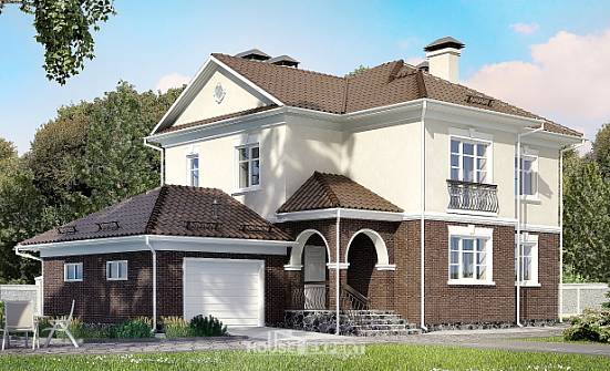 190-002-Л Проект двухэтажного дома, гараж, уютный загородный дом из теплоблока Усть-Кут | Проекты домов от House Expert