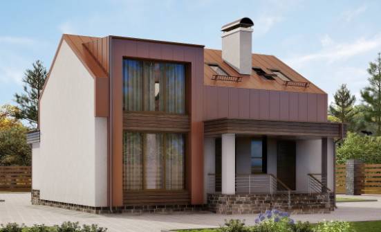 120-004-Л Проект двухэтажного дома мансардой, скромный дом из блока Тулун | Проекты домов от House Expert