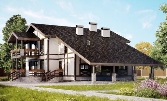 250-002-Л Проект двухэтажного дома мансардный этаж, гараж, классический загородный дом из кирпича Братск | Проекты домов от House Expert