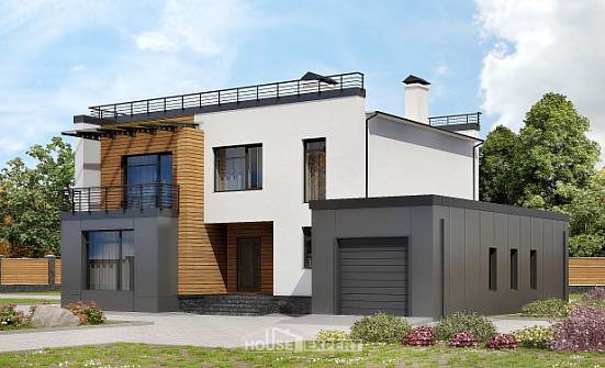 260-002-П Проект двухэтажного дома, гараж, уютный дом из пеноблока Братск | Проекты домов от House Expert