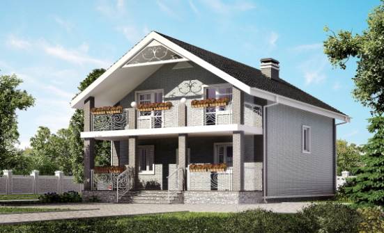 150-007-П Проект двухэтажного дома с мансардой, экономичный домик из керамзитобетонных блоков Зима | Проекты домов от House Expert
