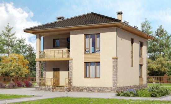 170-005-Л Проект двухэтажного дома, бюджетный загородный дом из теплоблока Киренск | Проекты домов от House Expert
