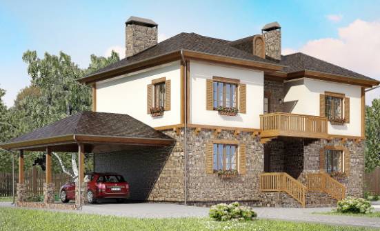 155-006-Л Проект двухэтажного дома и гаражом, красивый коттедж из арболита Киренск | Проекты домов от House Expert