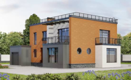 260-002-Л Проект двухэтажного дома, гараж, просторный домик из арболита Братск | Проекты домов от House Expert