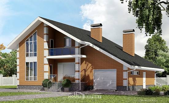 190-006-П Проект двухэтажного дома с мансардным этажом и гаражом, простой загородный дом из блока Ангарск | Проекты домов от House Expert