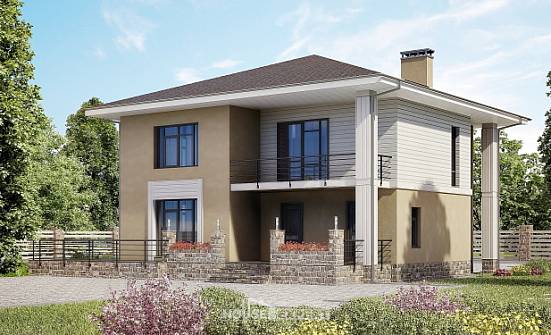 180-015-Л Проект двухэтажного дома, бюджетный коттедж из блока Вихоревка | Проекты домов от House Expert