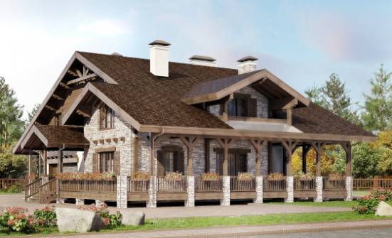 340-003-П Проект двухэтажного дома мансардой, гараж, красивый загородный дом из кирпича Саянск | Проекты домов от House Expert
