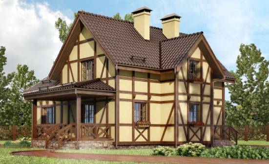 160-003-П Проект двухэтажного дома с мансардой, небольшой коттедж из блока Черемхово | Проекты домов от House Expert
