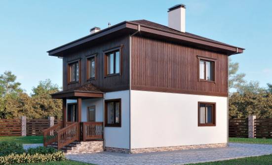 100-006-Л Проект двухэтажного дома, экономичный коттедж из твинблока Киренск | Проекты домов от House Expert