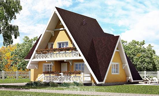 155-008-П Проект двухэтажного дома мансардный этаж, бюджетный домик из бревен Вихоревка | Проекты домов от House Expert
