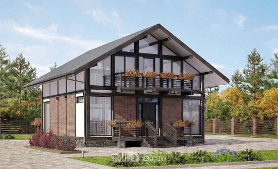 170-007-П Проект двухэтажного дома мансардой, современный коттедж из бревен Черемхово | Проекты домов от House Expert