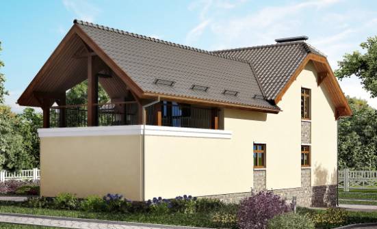 255-003-П Проект трехэтажного дома мансардой, гараж, простой загородный дом из твинблока Нижнеудинск | Проекты домов от House Expert