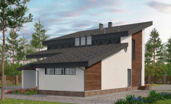 230-001-П Проект двухэтажного дома с мансардой, красивый дом из кирпича Железногорск-Илимский | Проекты домов от House Expert