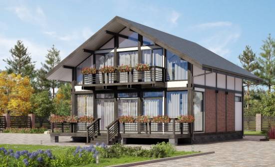 170-007-П Проект двухэтажного дома мансардой, современный коттедж из бревен Черемхово | Проекты домов от House Expert