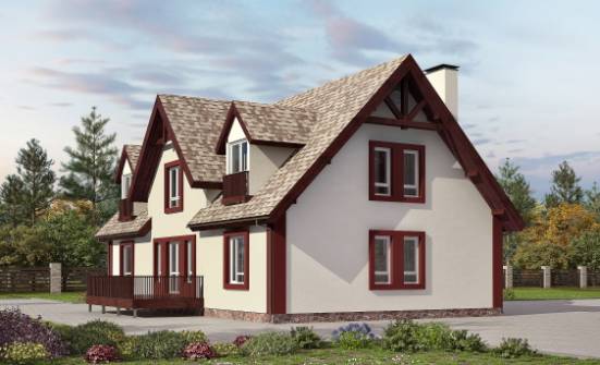 300-008-Л Проект двухэтажного дома с мансардой, гараж, классический коттедж из бризолита Вихоревка | Проекты домов от House Expert