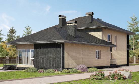 305-003-Л Проект двухэтажного дома, современный коттедж из газобетона Зима | Проекты домов от House Expert