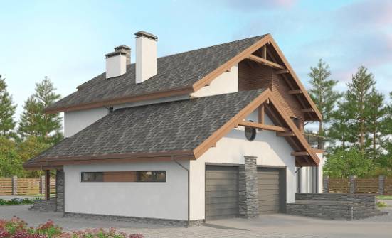 270-003-Л Проект двухэтажного дома с мансардой и гаражом, просторный домик из пеноблока Братск | Проекты домов от House Expert