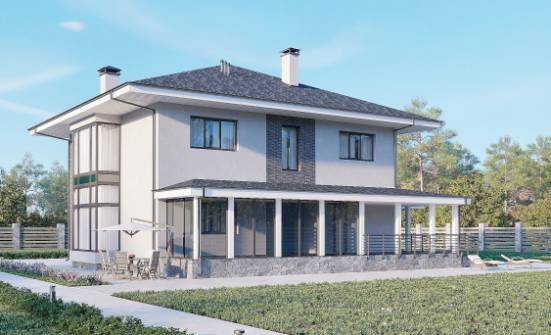 250-004-Л Проект двухэтажного дома, классический коттедж из поризованных блоков, Братск | Проекты домов от House Expert