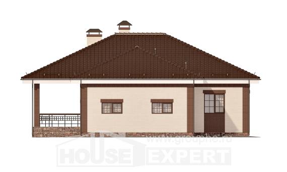 160-015-П Проект одноэтажного дома, гараж, бюджетный коттедж из газосиликатных блоков, Слюдянка